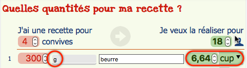 conversion d'unités poids et volumes recettes cuisine